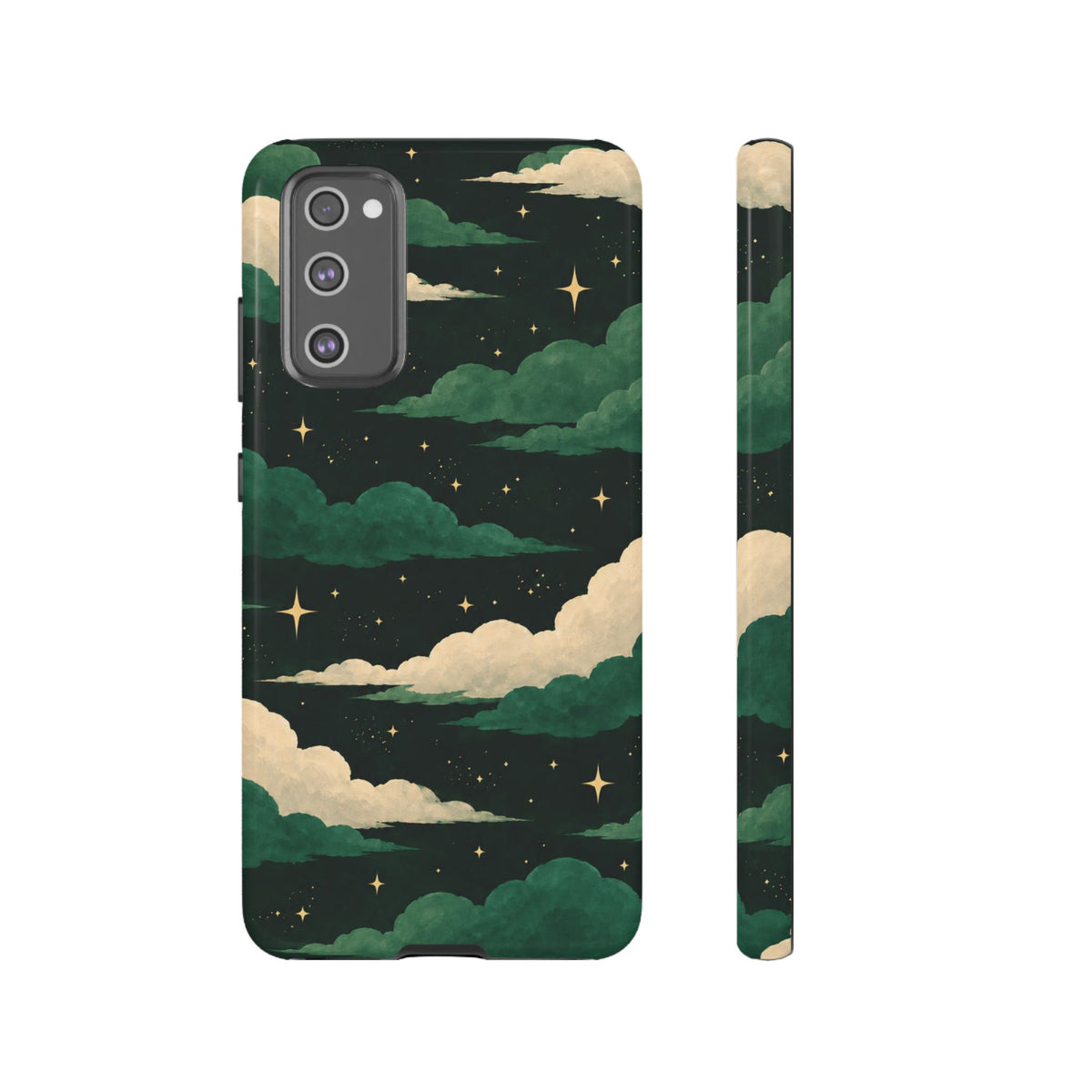 Illustrated Emerald Green Clouds & Stars Phone Case