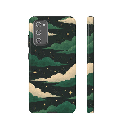 Illustrated Emerald Green Clouds & Stars Phone Case