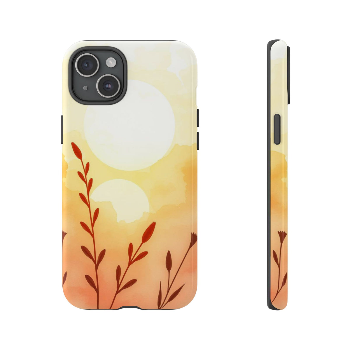 Watercolour Wildflower & Sun Design Phone Case - Multicolor Phone Case - iPhone 15 Plus / Glossy