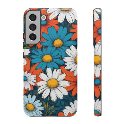 Samsung Galaxy S22 Plus / Glossy Phone Case - Pop Art Daisies Illustration ’Red & Blue’ Phone Case