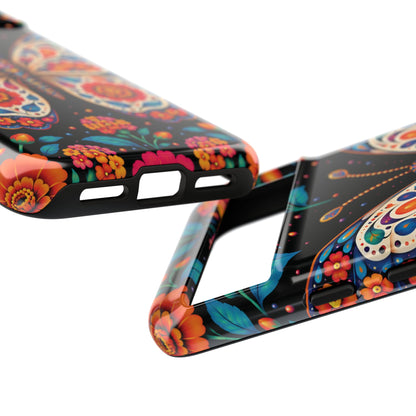 Vibrant Orange and Turquoise Calavera Butterfly Phone Case - Multicolor Phone Case