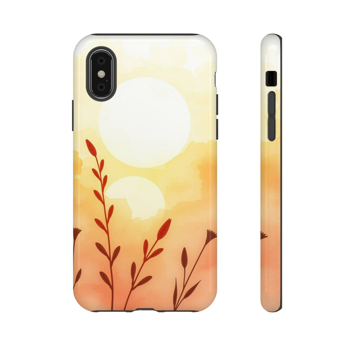 Watercolour Wildflower & Sun Design Phone Case - Multicolor Phone Case - iPhone XS / Glossy