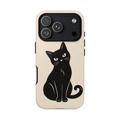 Minimalist Cream & Black Cat Phone Case