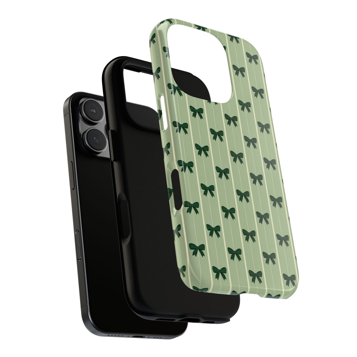 Retro Forest Green Bow Pattern Phone Case