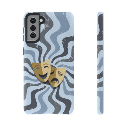 Comedy & Tragedy Masks – Blue Minimal Retro Wave Phone Case - Blue Phone Case - Samsung Galaxy S21 Plus / Glossy