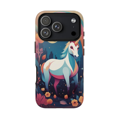 iPhone 17 Pro / Glossy Phone Case - Stylised Unicorn & Rainbow Design Phone Case