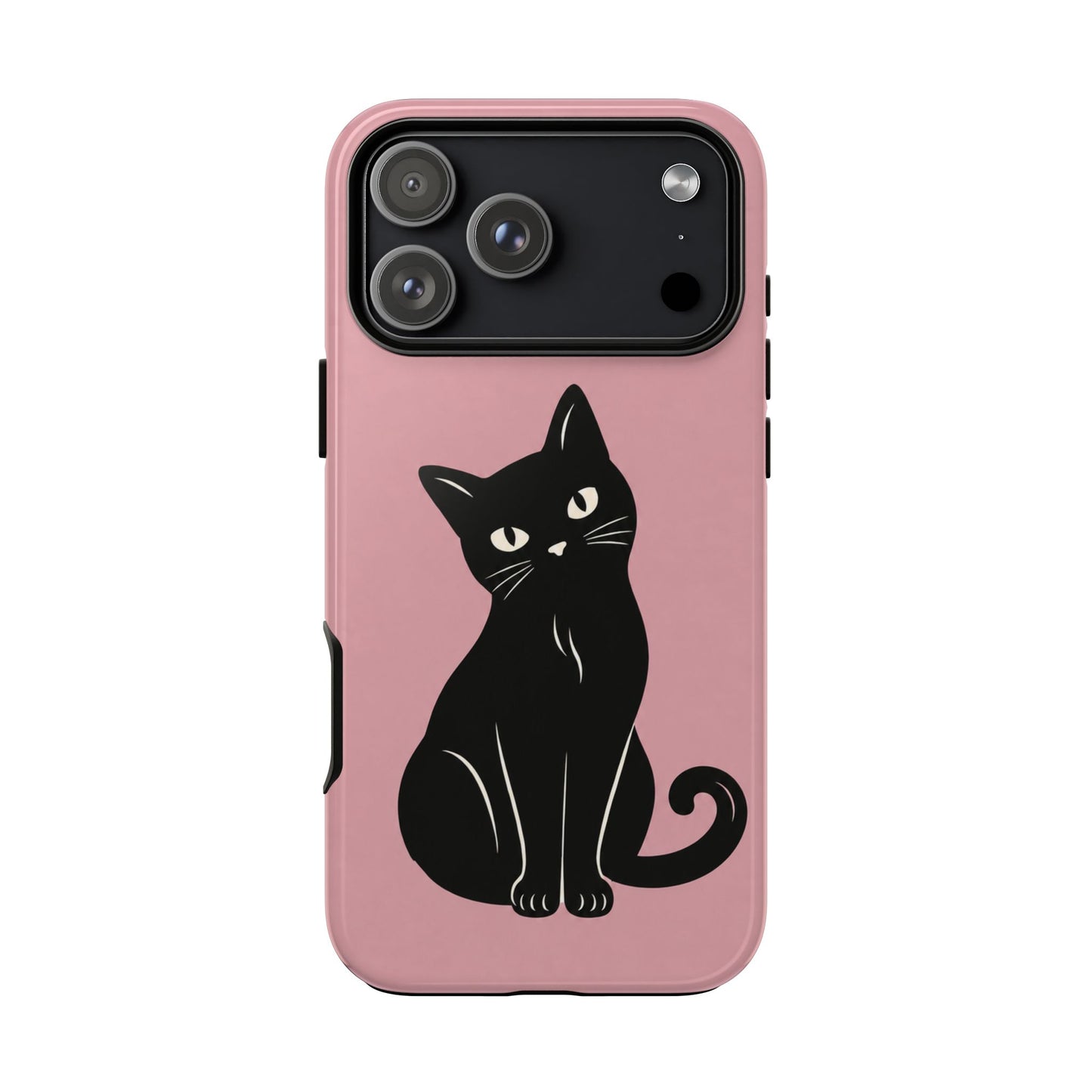 Minimalist Blush Pink & Black Cat Phone Case
