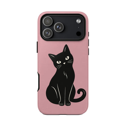 Minimalist Blush Pink & Black Cat Phone Case