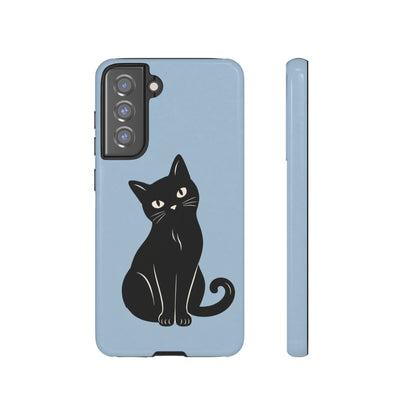 Minimalist Powder Blue & Black Cat Phone Case