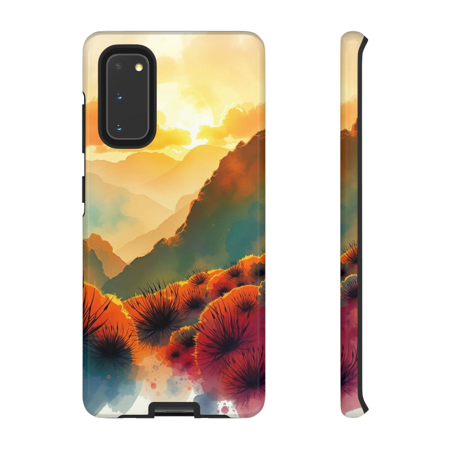 Samsung Galaxy S20 / Glossy Phone Case - Ideallic Watercolour Sunset Design Phone Case