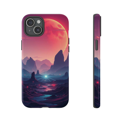 iPhone 15 Plus / Glossy Phone Case - Alien Moon Landscape Design Phone Case