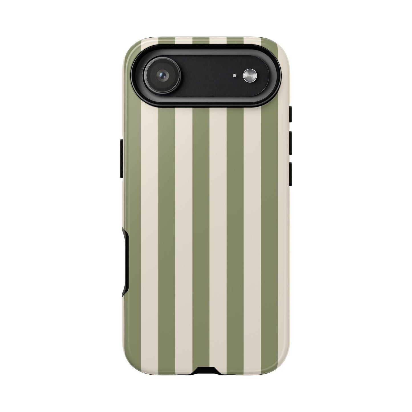 iPhone 17 Air / Glossy Phone Case - ’Olive & Beige Stripe Pattern’ Phone Case