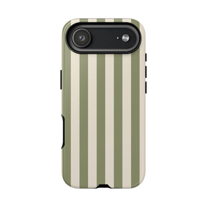 iPhone 17 Air / Glossy Phone Case - ’Olive & Beige Stripe Pattern’ Phone Case