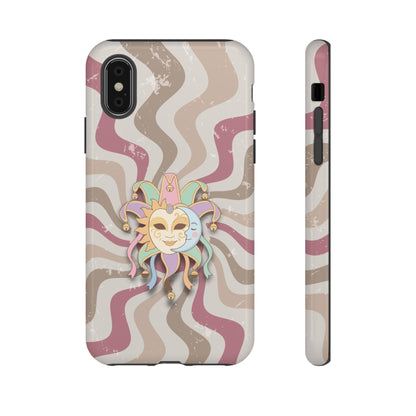 Sun & Moon Jester Mask – Pink Retro Wave Phone Case - Pink Phone Case - iPhone X / Glossy
