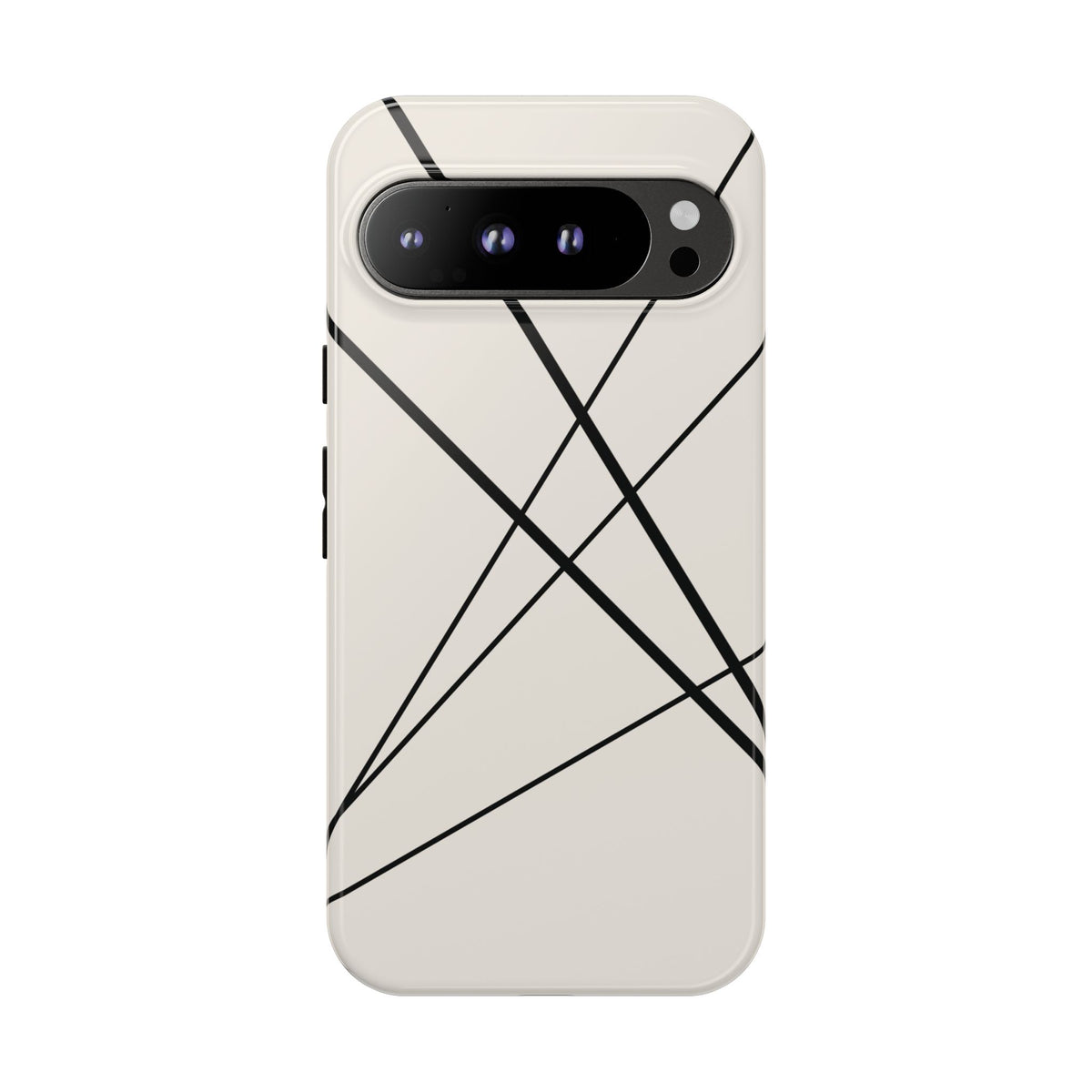 Abstract White with Black Lines Phone Case - White Phone Case - Google Pixel 9 Pro XL / Glossy