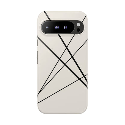 Abstract White with Black Lines Phone Case - White Phone Case - Google Pixel 9 Pro XL / Glossy