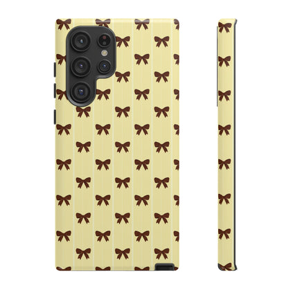 Retro Chocolate Brown Bow Pattern Phone Case