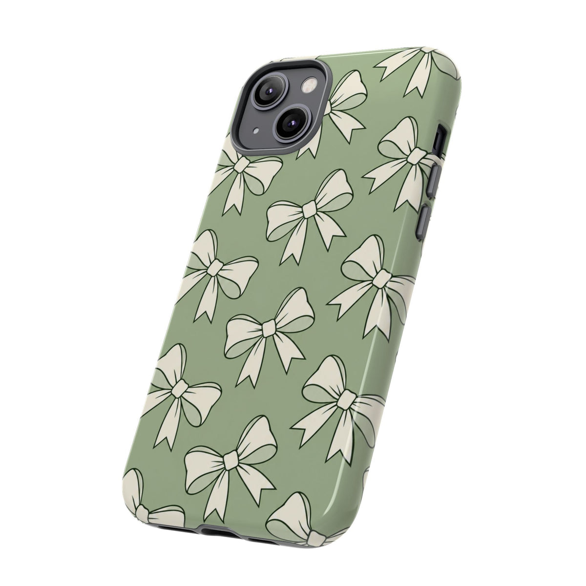 Chic Sage Green Bow Pattern Phone Case