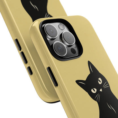 Minimalist Butter Yellow & Black Cat Phone Case