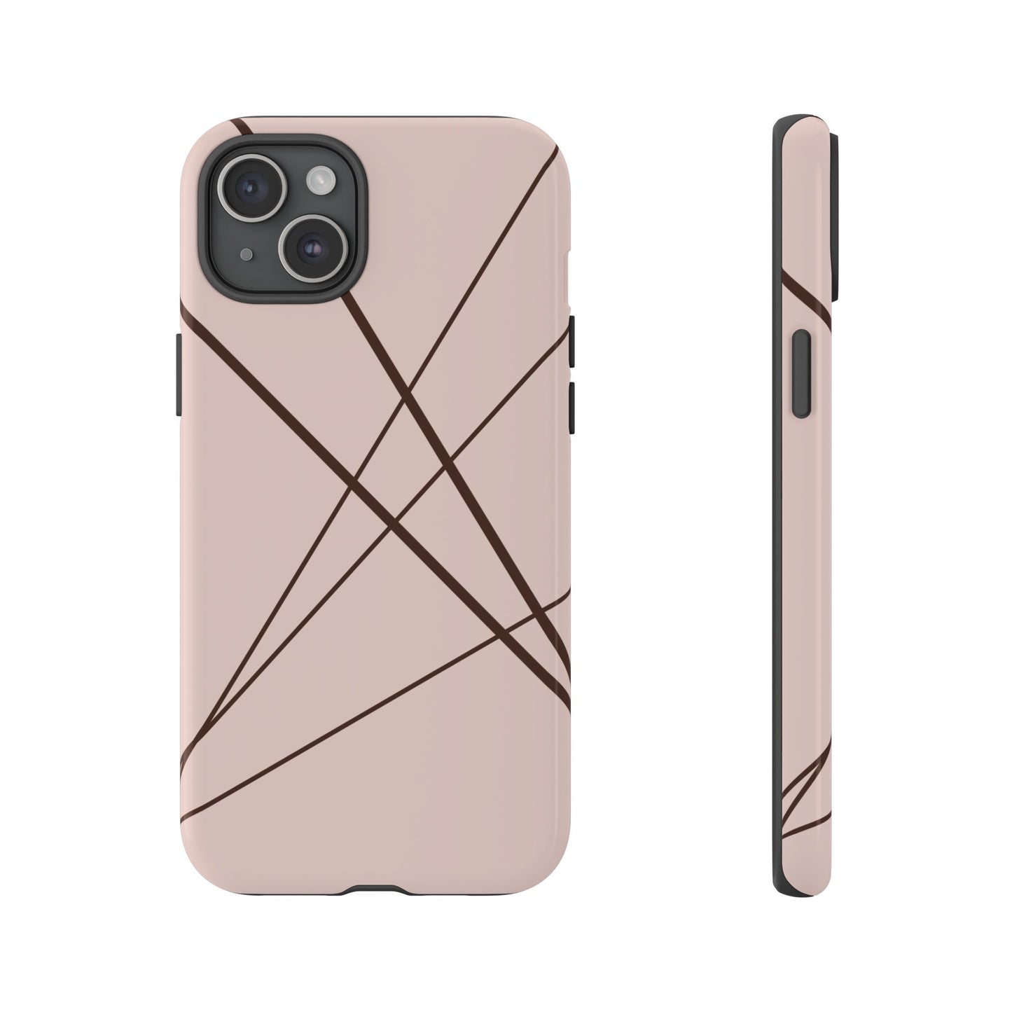 Abstract Pink with Brown Lines Phone Case - Pink Phone Case - iPhone 15 Plus / Glossy