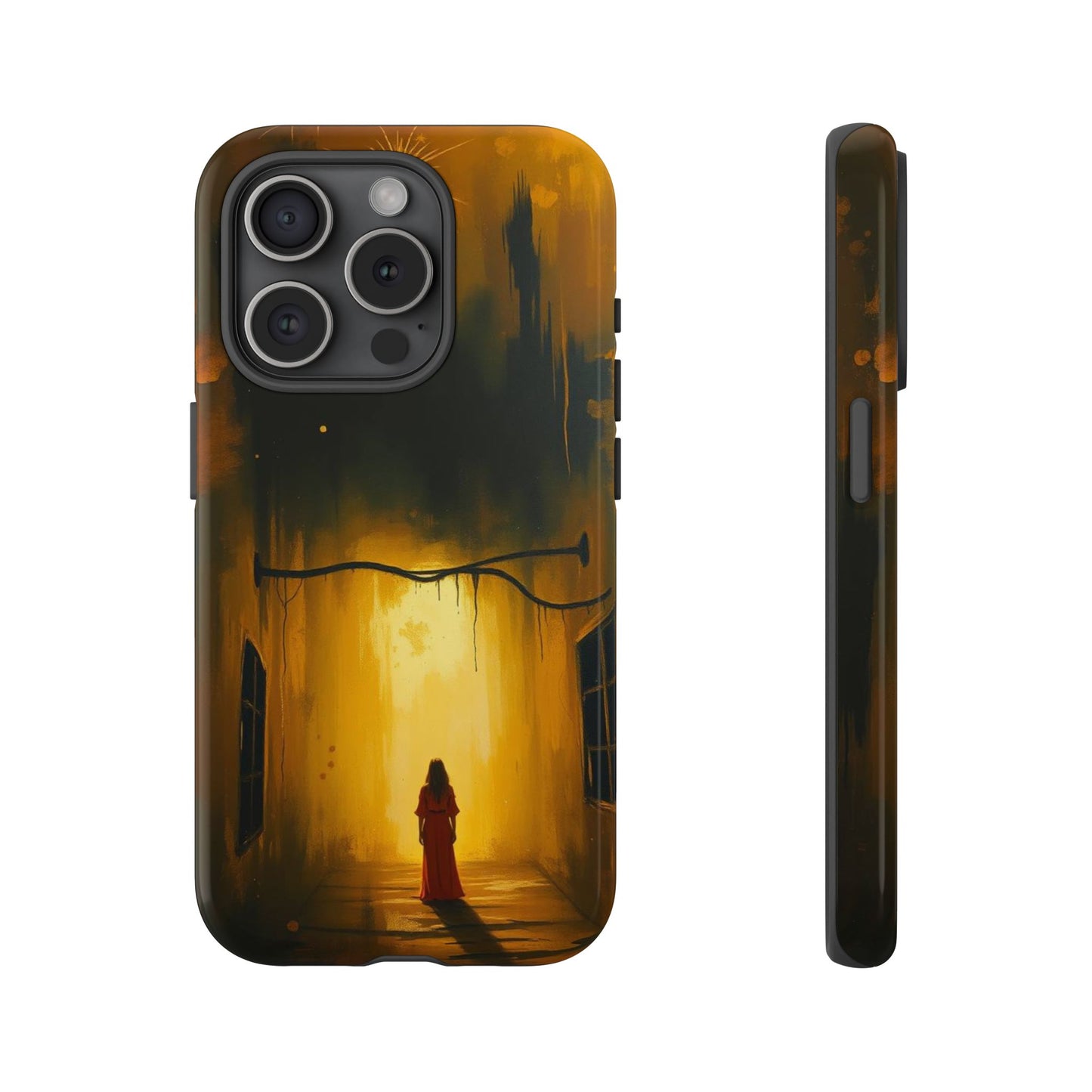 iPhone 15 Pro / Glossy Phone Case - Acrylic Gothic Woman in Red Phone Case