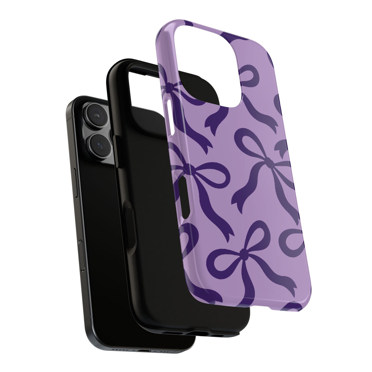Bold Lilac and Deep Purple Bow Pattern Phone Case - Purple Phone Case