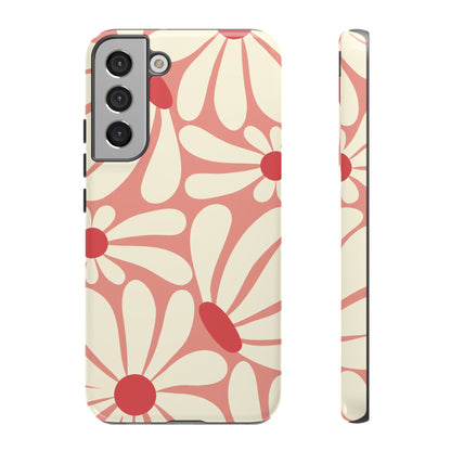 Cute Retro Pink Daisy Pattern Phone Case - Pink Phone Case - Samsung Galaxy S22 Plus / Glossy