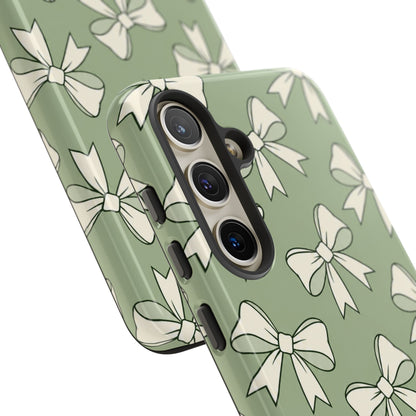 Chic Sage Green Bow Pattern Phone Case