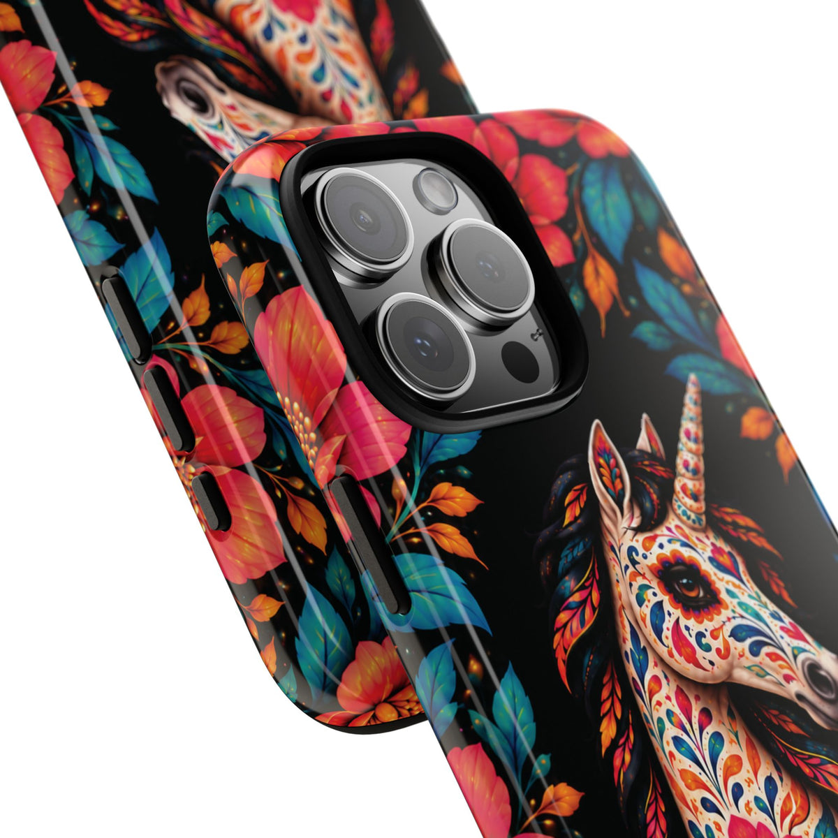 Elegant Pink and Turquoise Calavera Unicorn Phone Case - Phone Case