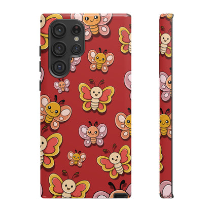 Samsung Galaxy S22 Ultra / Glossy Phone Case - Red Butterfly Sticker Design Phone Case