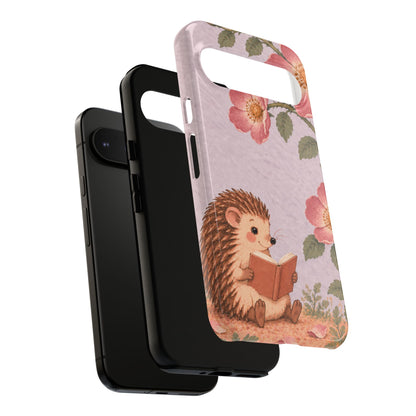 Whimsical Lilac Hedgehog and Wild Rose Phone Case - Purple Phone Case