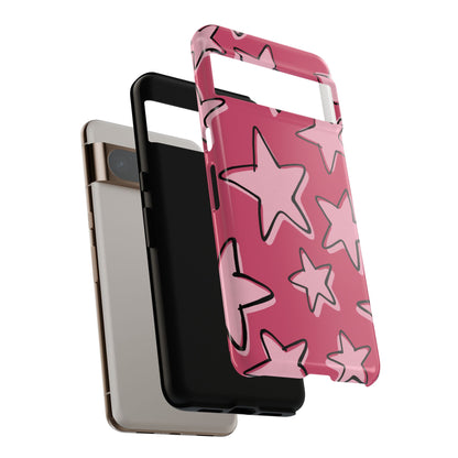 Raspberry Pink Doodle Star Phone Case