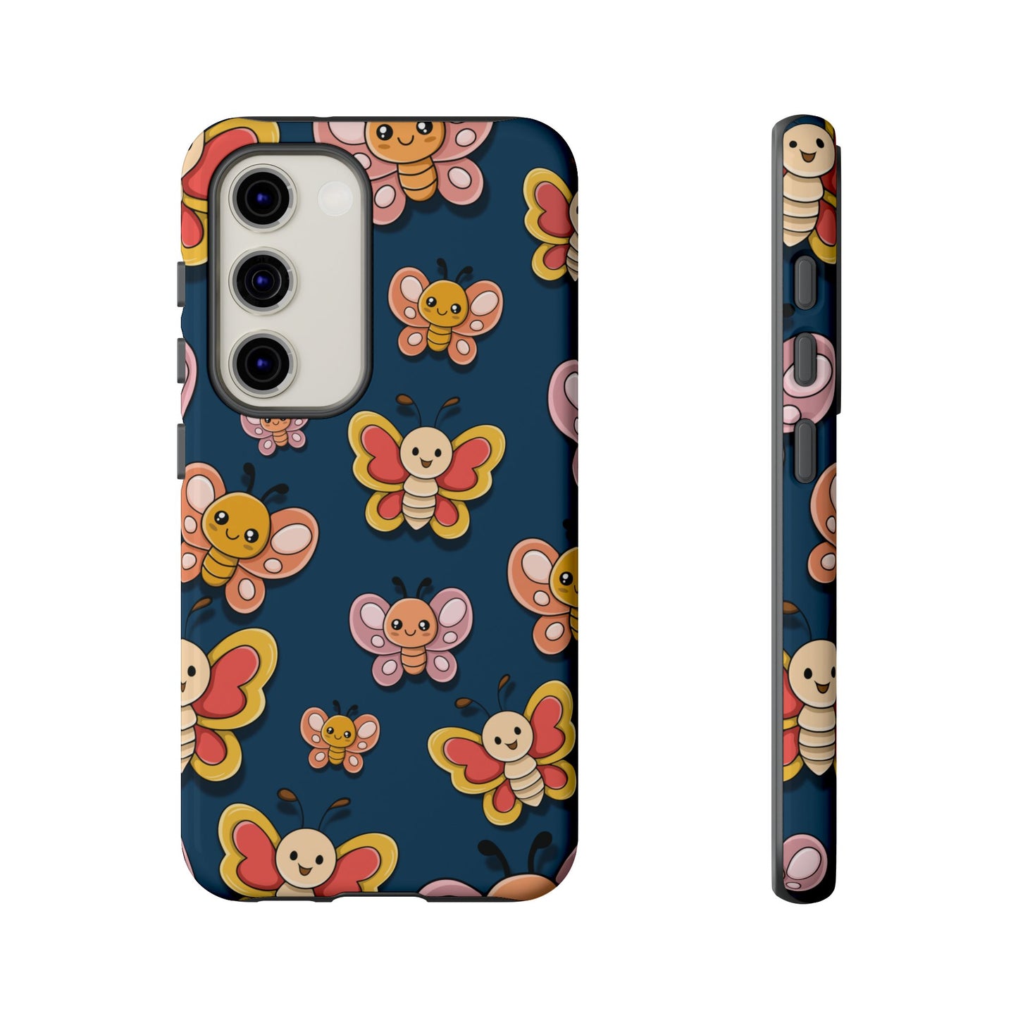 Dark Blue Butterfly Sticker Design Phone Case - Blue Phone Case - Samsung Galaxy S23 / Glossy