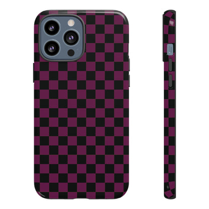 Trendy Plum & Black Small Checked Pattern Phone Case - Purple Phone Case - iPhone 13 Pro Max / Glossy
