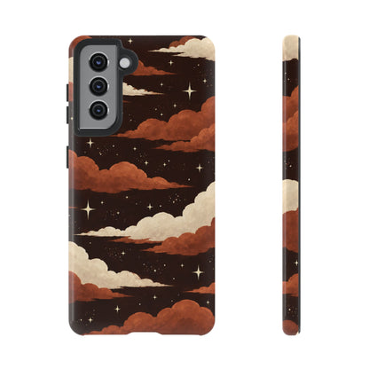 Illustrated Burnt Orange Clouds & Stars Phone Case