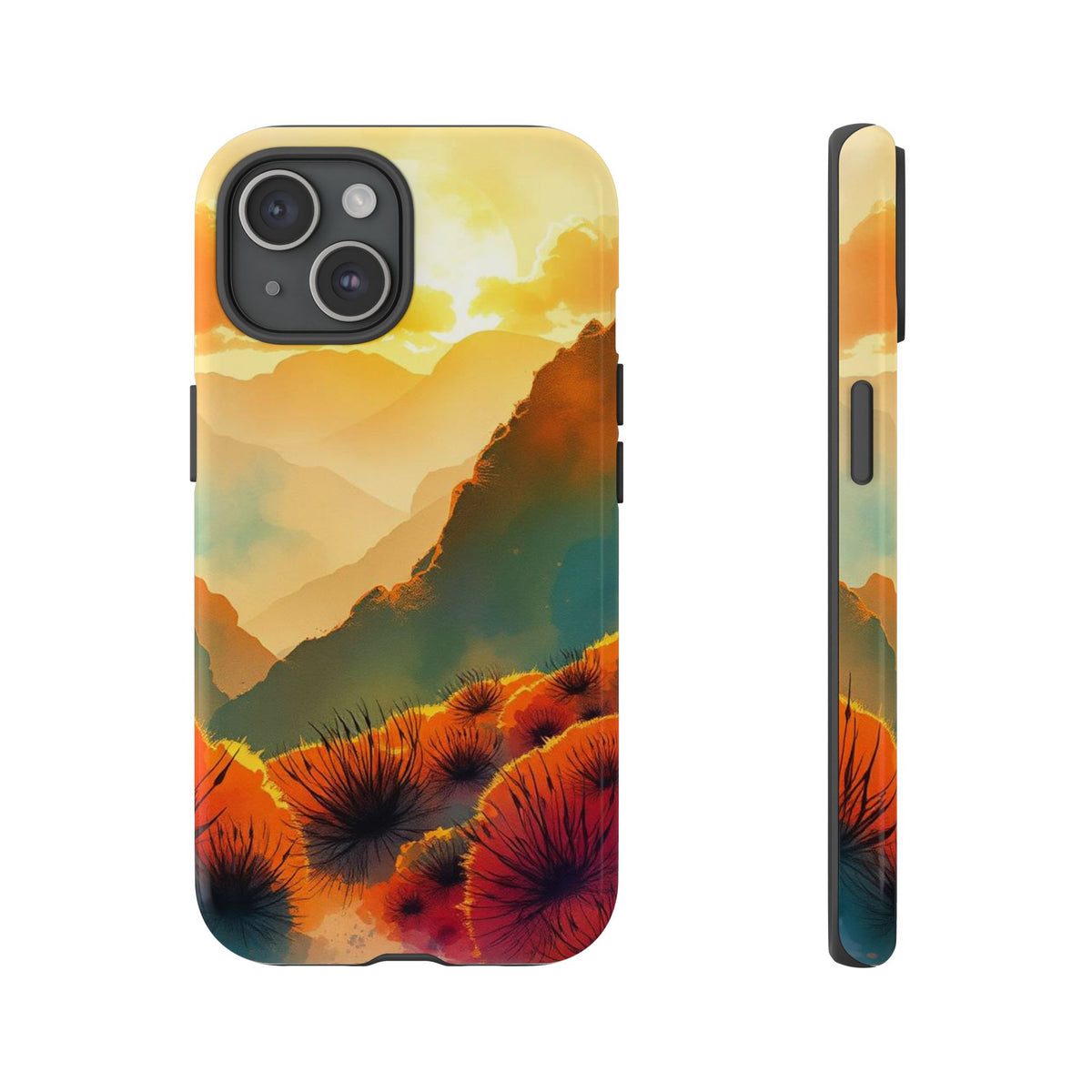Ideallic Watercolour Sunset Design Phone Case - Multicolor Phone Case - iPhone 15 / Glossy