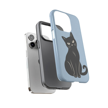 Minimalist Powder Blue & Black Cat Phone Case