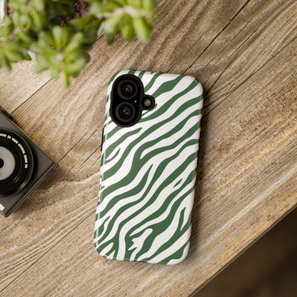 Stylish Sage Zebra Print Phone Case