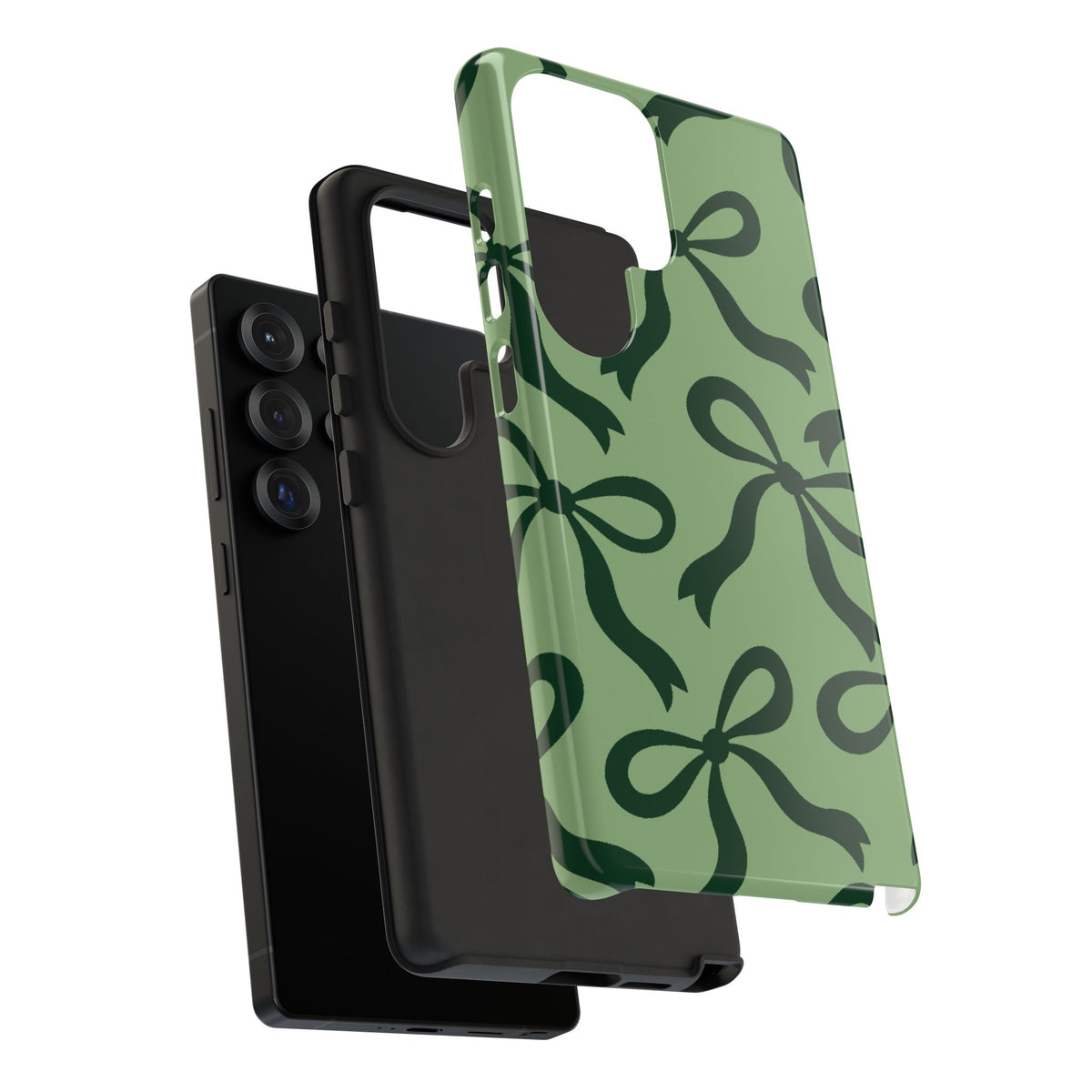 Bold Sage Green and Forest Green Bow Pattern Phone Case - Green Phone Case