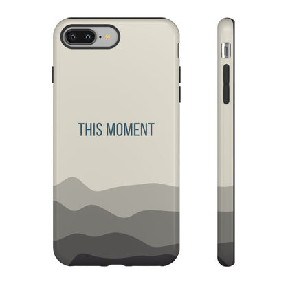 iPhone 8 Plus / Glossy Phone Case - Minimalist Cream Waves ’This Moment’ Statement Phone Case