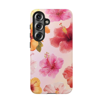 Samsung Galaxy S25 / Glossy Phone Case - ’Pink Hibiscus Pattern #2’ Phone Case