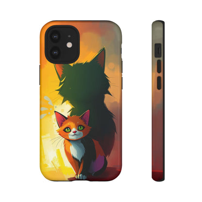 iPhone 12 Mini / Glossy Phone Case - Acrylic Style Shadow Cat Design Phone Case