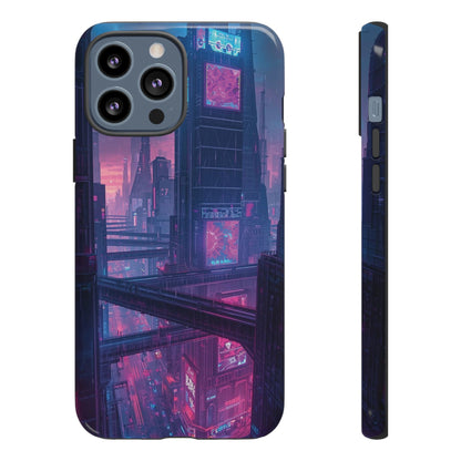Neon Cyberpunk Megacity Sci-fi Phone Case - Blue Phone Case - iPhone 13 Pro Max / Glossy