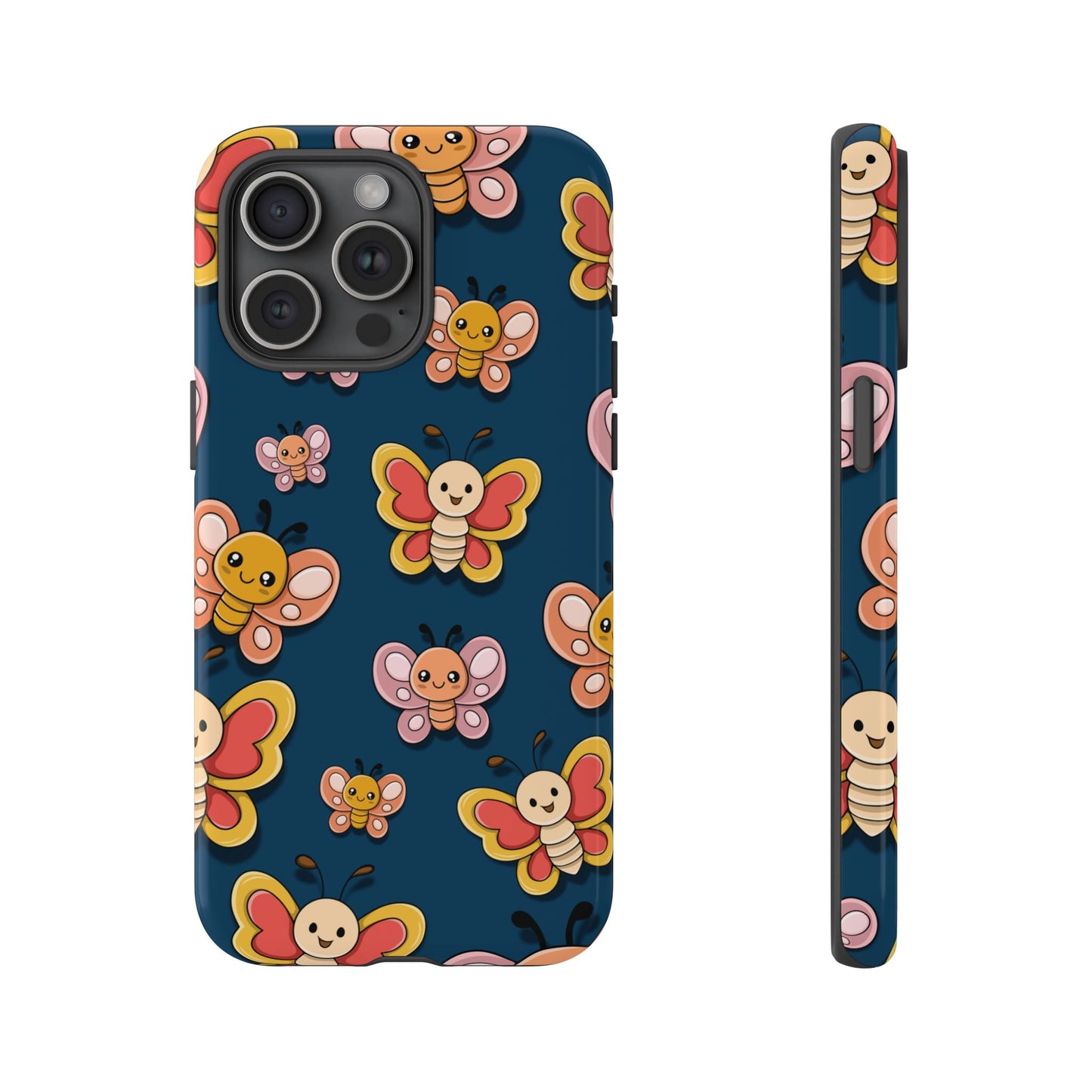 Dark Blue Butterfly Sticker Design Phone Case - Blue Phone Case - iPhone 15 Pro Max / Glossy