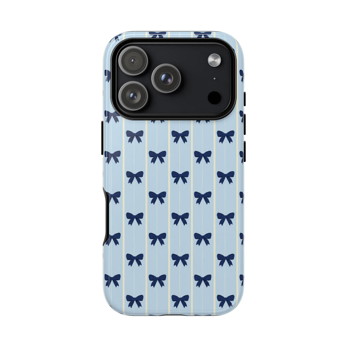 Retro Navy Blue Bow Pattern Phone Case - Blue Phone Case - iPhone 18 Pro / Glossy