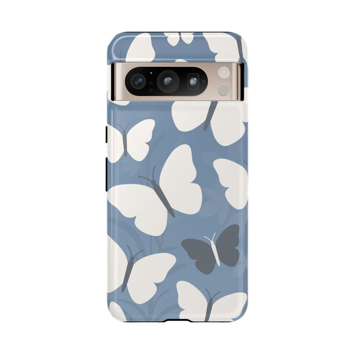 Minimalist Light Blue Butterfly Pattern Phone Case - Blue Phone Case - Google Pixel 8 Pro / Glossy