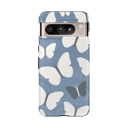 Minimalist Light Blue Butterfly Pattern Phone Case - Blue Phone Case - Google Pixel 8 Pro / Glossy