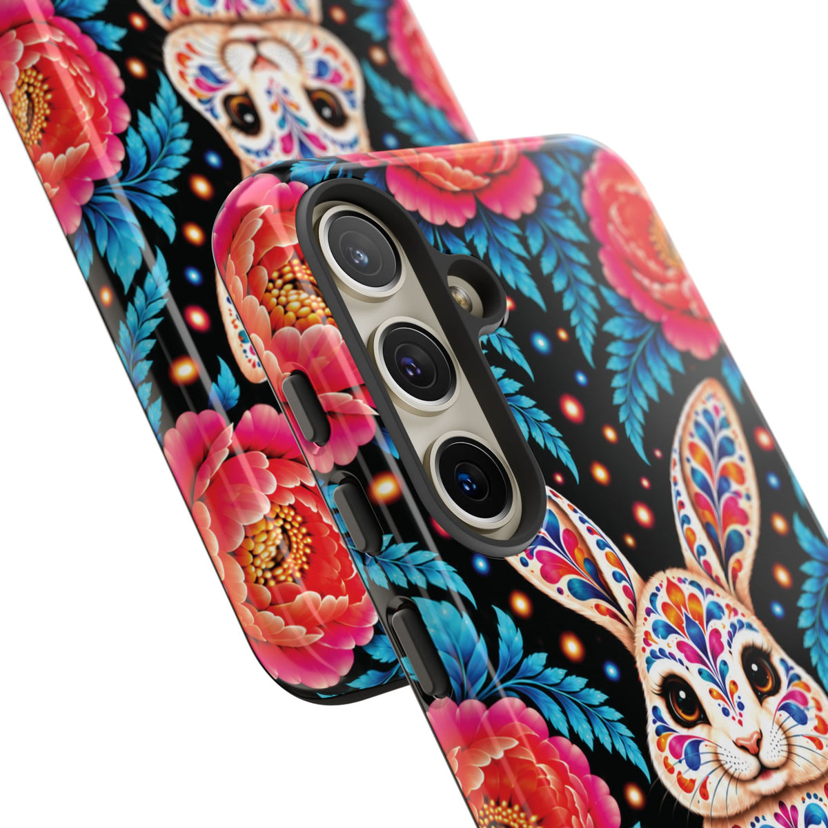 Cute Pink and Turquoise Calavera Bunny Phone Case - Multicolor Phone Case