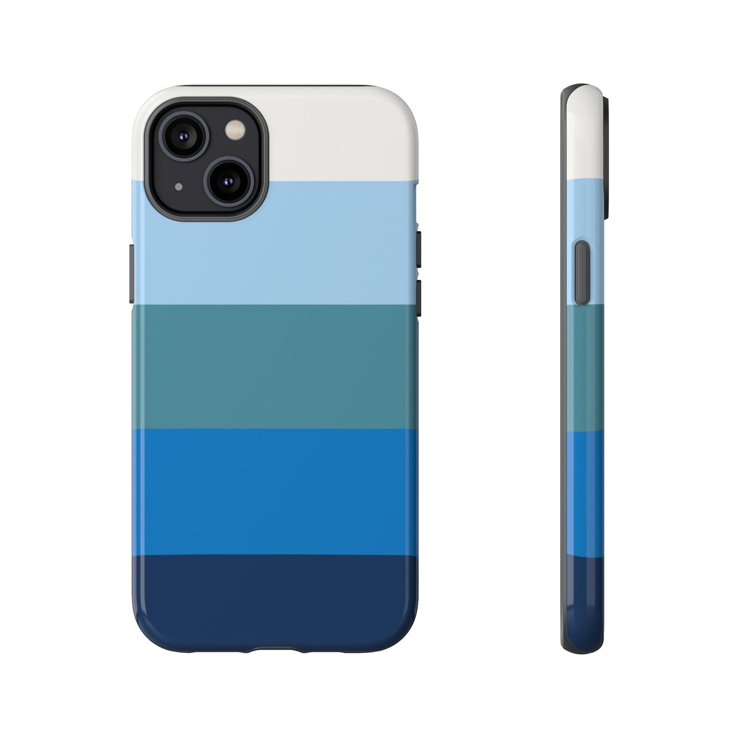 Blue and White Stripe Pattern Phone Case - Blue Phone Case - iPhone 14 Plus / Glossy