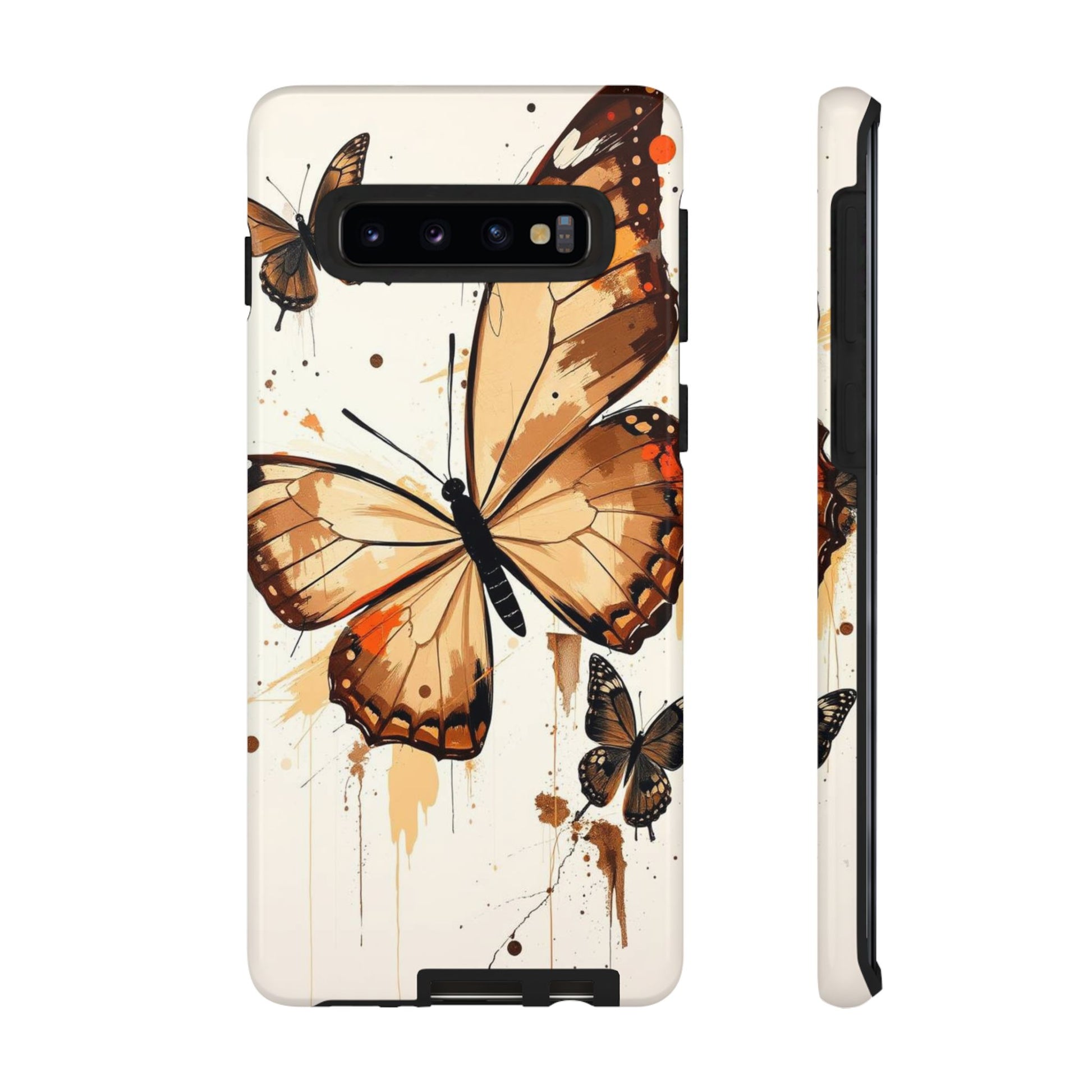 Acrylic Style Butterflies Design Phone Case - Brown Phone Case - Samsung Galaxy S10 / Glossy